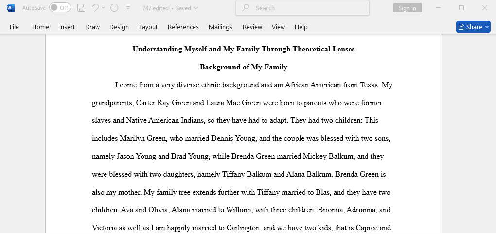 Understanding myself and my family