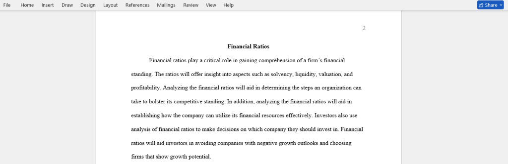 financial ratios
