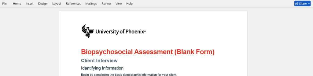 biopsychosocial assessment