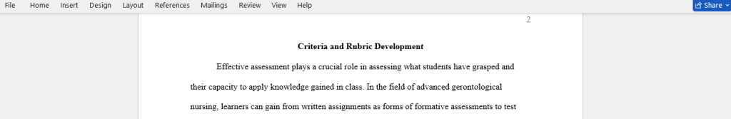 criteria and rubric development