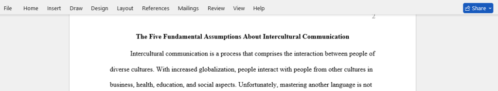 fundamental assumptions about intercultural communication
