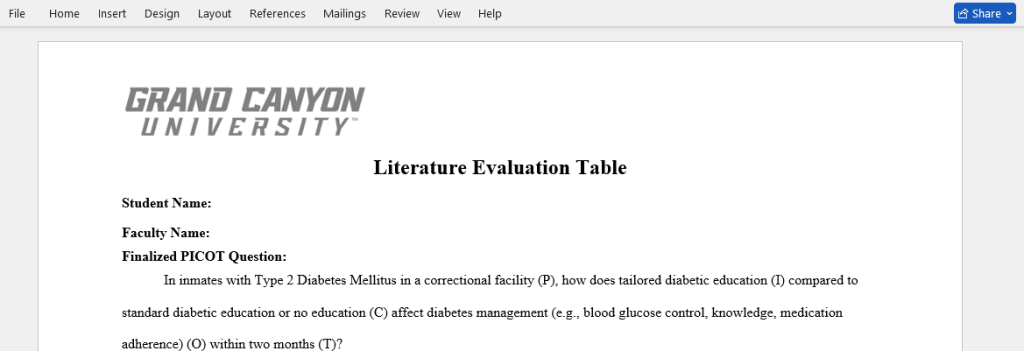 literature evaluation