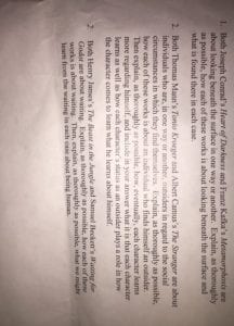 Answer two question only in terms of essay:Heart of Darkness by Joseph Conrad
