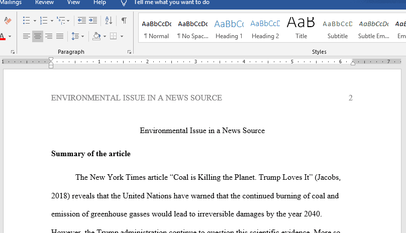 Find a news source covering an environmental issue