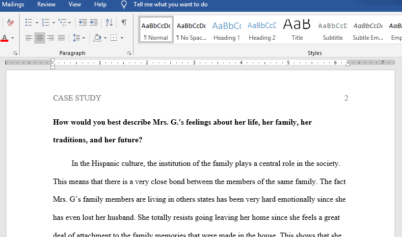 describe Mrs. G.'s feelings about her life