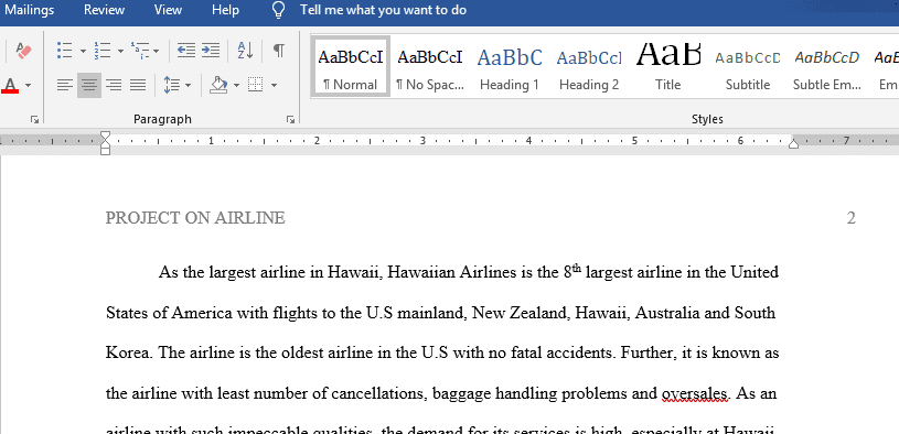 Project on Airline