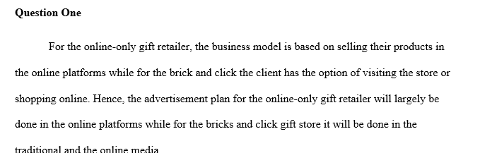 Advertising plan for an online-only gift retailer