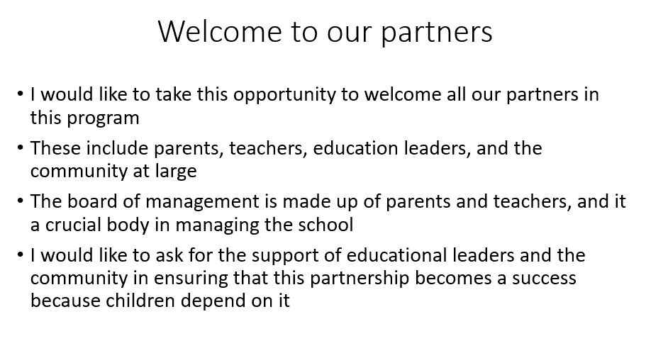 Create interest for the partnership among potential stakeholders.