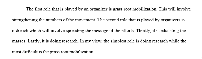 Essential responsibilities of an organizer