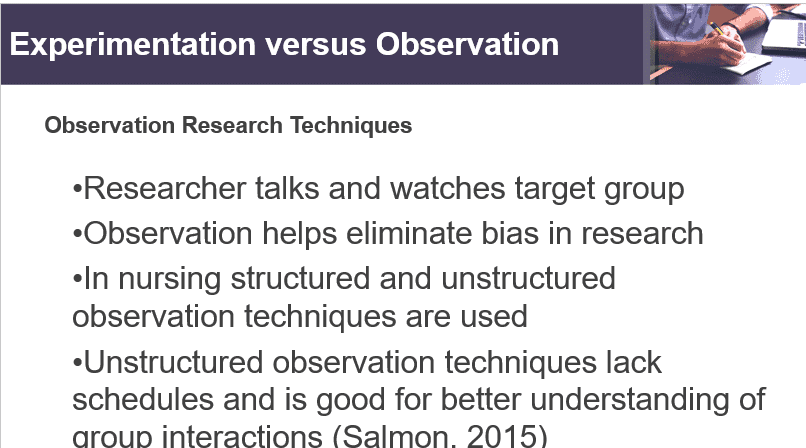Experimentation and observation research techniques