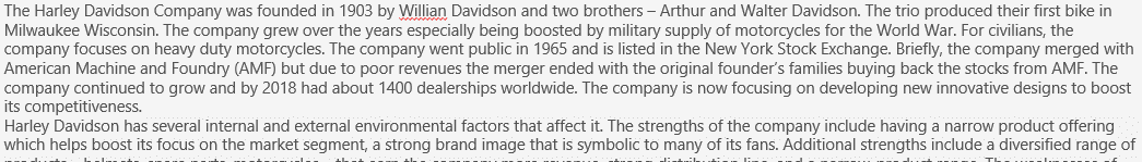 Harley Davidson INc:Strategic Plan