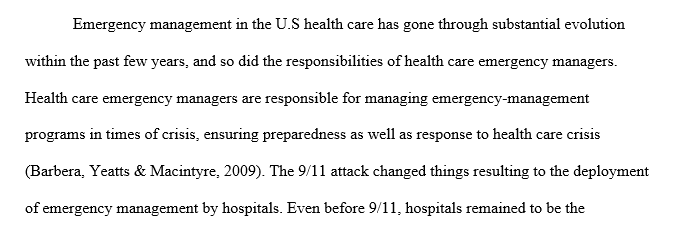 Health Care Emergency Management