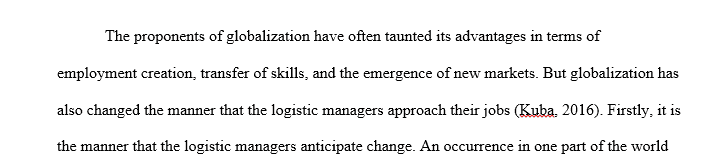 How has globalization impacted the logistics manager's job