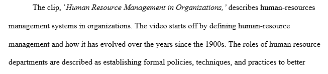 Human Resource Management in organisations