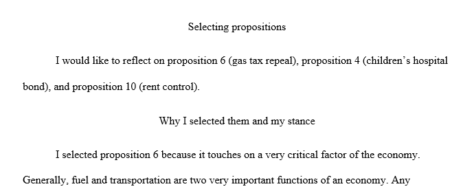 Propositions impact