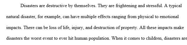 Psychological impacts of disasters on children