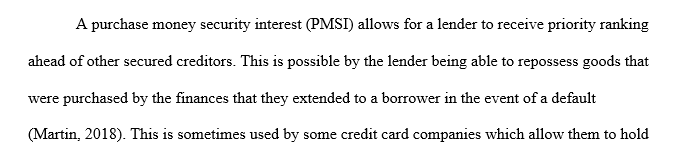 Purchase Money Security Interest