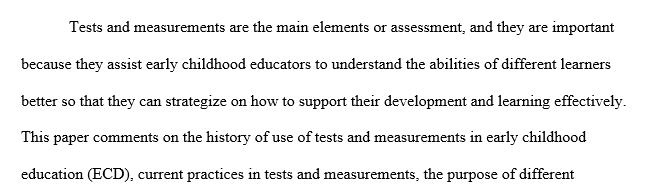 Tests and measurements in early childhood education