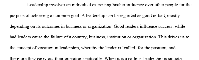 The concept of leadership as a vocation 