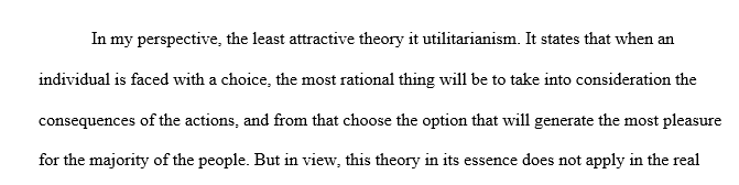 Write a one-page reflection on the ethical theory