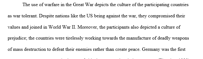 Application of warfare in the Great War