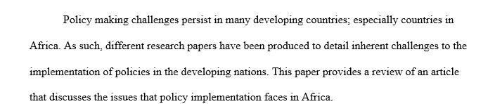 Challenges in Policy making in developing countries