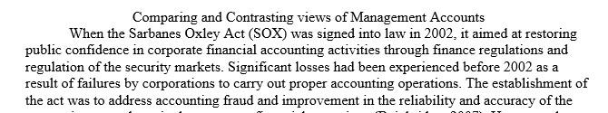Compare and contrast views of management/accountants: