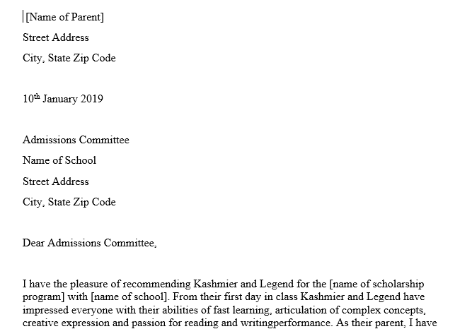 Letter recommendation