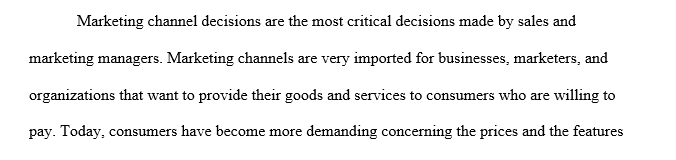 Marketing channel decisions
