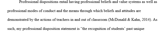 Personal professional disposition statement