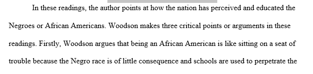 Summary on Woodson Reading