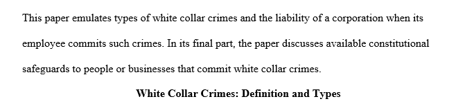 White Collar Crimes