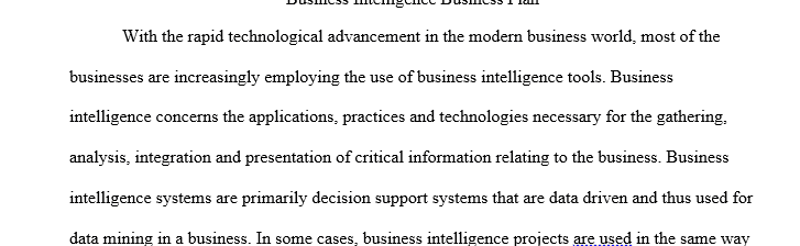Business intelligence implementation project