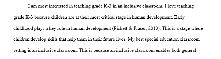 Choose a special education classroom