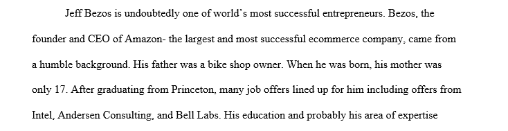 Choose an entrepreneur and write a two-page profile