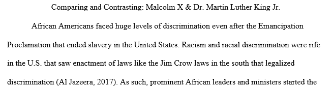 Compare and contrast Malcolm X and Dr Martin Luther King Jr