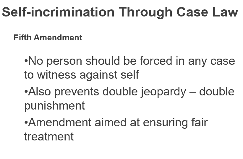 Conduct research and track the evolution of the concept of self-incrimination