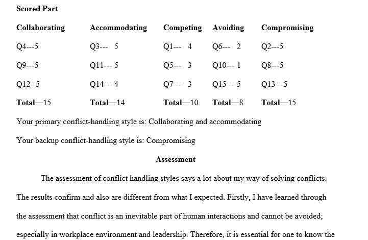 Conflict handling style 
