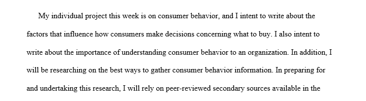 Consumer behavior