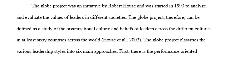 Describe the culture and leadership visualization