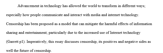 Descriptive essay about censorship