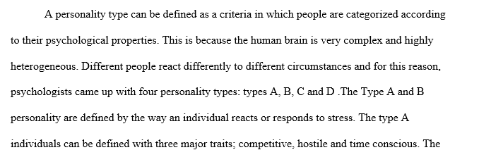 Discuss the personality characteristics