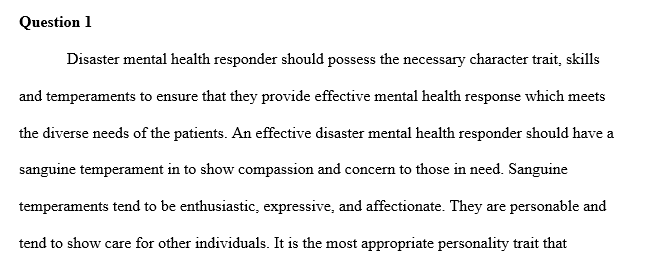 Effective Disaster Mental Health responder