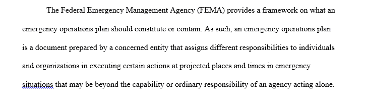 Emergency operations plans