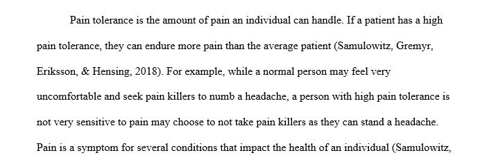 High pain tolerance