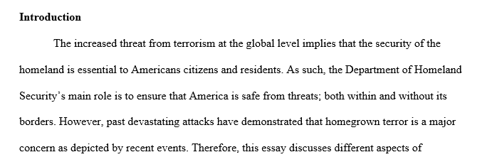 Homeland security and intelligence