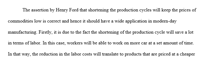 Importance of short production cycle times