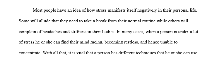 Knowledge of personal goal setting to the pursuit of stress prevention