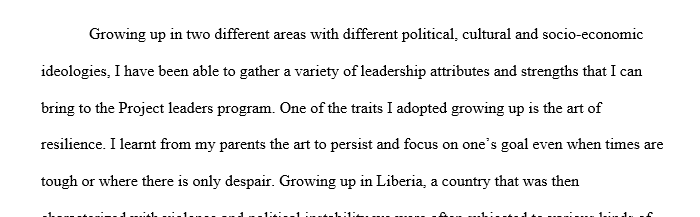 Leadership characteristics and strengths