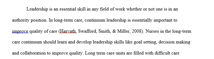 Leadership in the Long-term Care Continuum